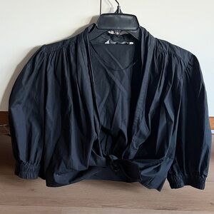 Women’s Tie Front Black Top